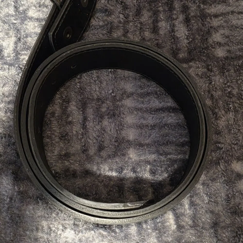 Boston Leather Patton Leather Belt 44 Black Heavy Duty Silver Buckle 1 5/8